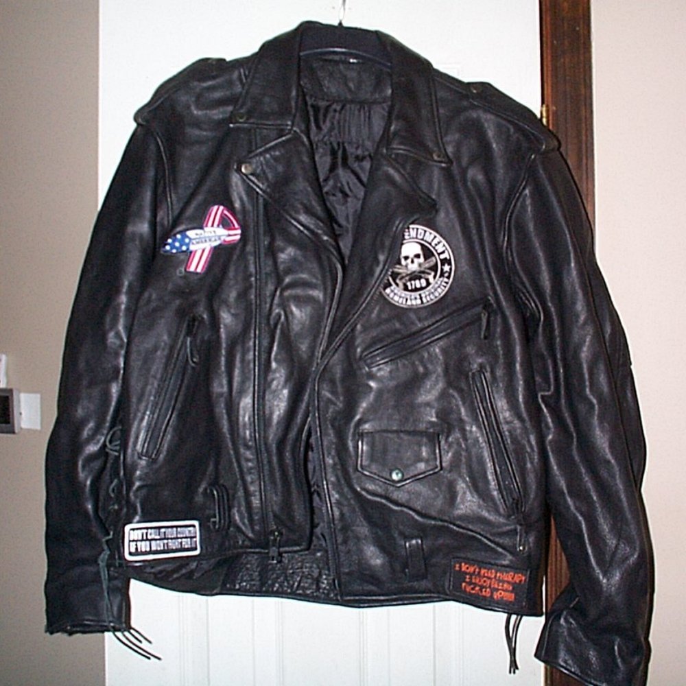 Old Skool Leather Motorcycle Jacket Old California Highway Police style